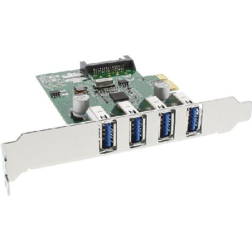 InLine® Schnittstellenkarte, 4x USB-A, USB 3.2 Gen.1, PCIe, inkl. LP Slotblech 76661C