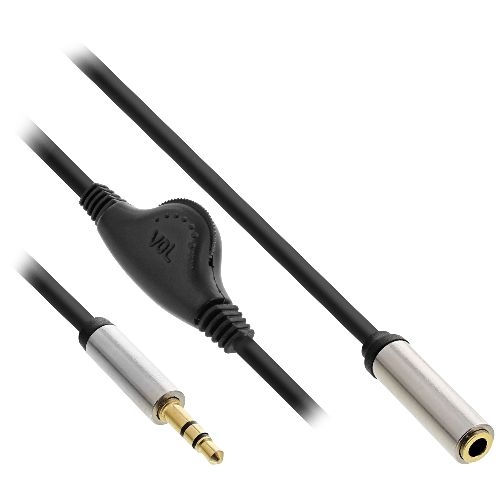 InLine® Slim Audio Kabel Klinke 3,5mm ST / BU, mit Lautstärkeregler, 0,25m 99253B