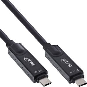 InLine® USB 3.2 Gen.2 AOC Kabel, USB-C Stecker/Stecker, 8K60Hz, 60W, schwarz, 5m 35795I