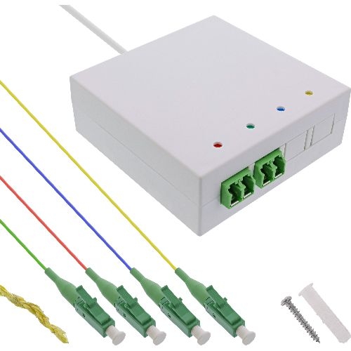 InLine® FTTH Verlängerungsbox vorkonfektioniert 4x LC/APC 9/125µm 15m 88115