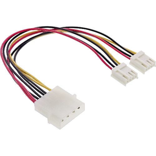 InLine® Strom Y-Kabel intern, 1x 5,25" an 2x 3,5", 0,20m 26950