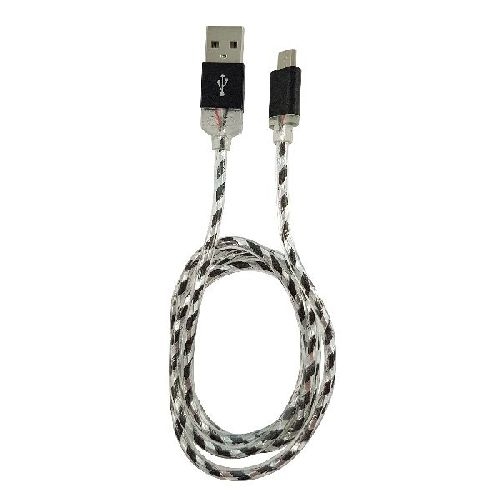 LC-Power LC-C-USB-MICRO-1M-8 USB A zu Micro-USB Kabel, schwarz/silber LED 1m 31332H