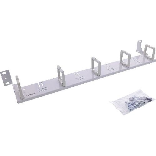 InLine® 19 Kabelführungspanel, 1HE, 5 Kunststoffbügel, horizontal, grau 19110K