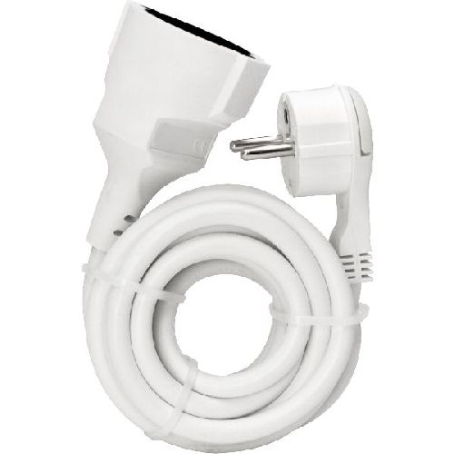 Kopp Strom-Verlängerung Schutzkontakt Winkelstecker extra flach, weiß, 2m 16232W
