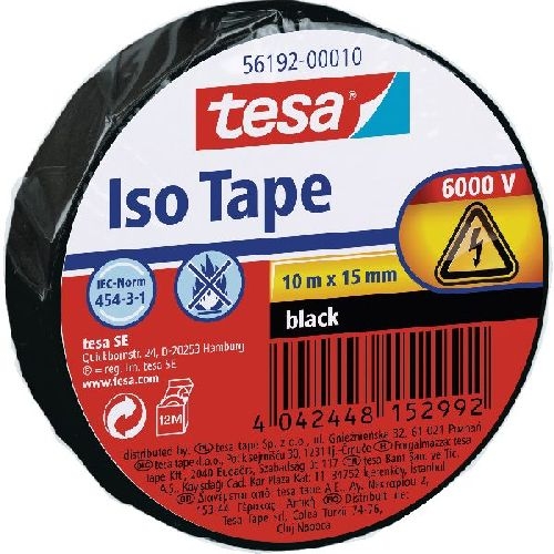 tesa Isolierklebeband, 10m x 15mm, schwarz 11626