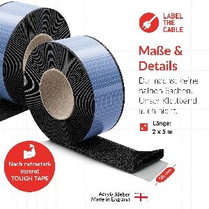 Label-The-Cable LTC Tough Tape Strap, Outdoor Klettbandrolle 50mm, schwarz, 5m 59937E