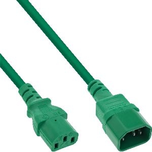 InLine® Kaltgeräteverlängerung, C13 auf C14, grün, 0,3m 16503G