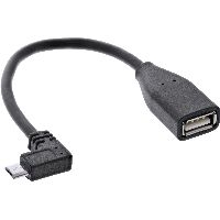 InLine® Micro-USB OTG Adapterkabel, Micro-B ST gewinkelt an USB A BU, 0,1m 31606W