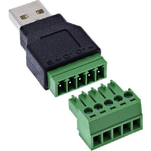 InLine® USB-A Stecker auf Terminalblock, 5-polig, ohne Kabel 92504A