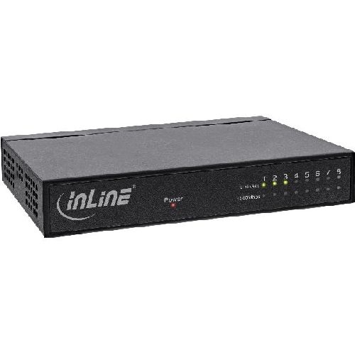 InLine® 8-Port Gigabit Switch, 1 Gb/s, Desktop, Metallgehäuse, lüfterlos 32308M