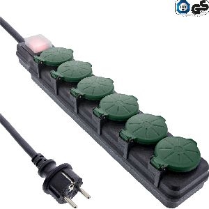 InLine® Outdoor-Steckdosenleiste, 6-fach Schutzkontakt, IP44, mit Schalter, 10m 16496T