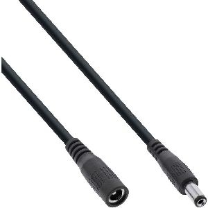 InLine® DC Verlängerungskabel, DC Stecker/Buchse 5,5x2,1mm, AWG 18, schwarz, 2m 26902B