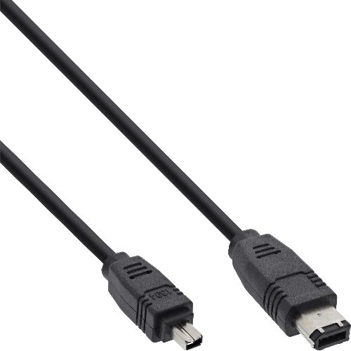 InLine® FireWire Kabel, IEEE1394 4pol Stecker zu 6pol Stecker, schwarz, 1,8m 34642