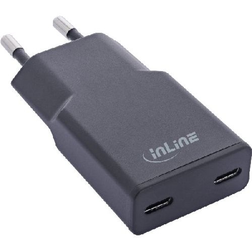 InLine® USB-C Ladegerät, 30W, GaN, Dual USB-C, PD/PPS, schwarz 31509B