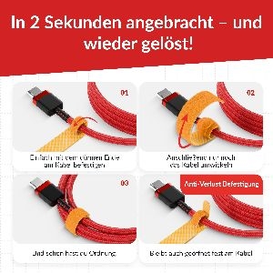 Label-The-Cable LTC Basic Straps, Klettkabelbinder 10er Set (gelb, blau, rot) 59935R