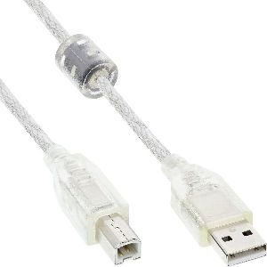 InLine® USB 2.0 Kabel, A an B, transparent, mit Ferritkern, 2m 34518