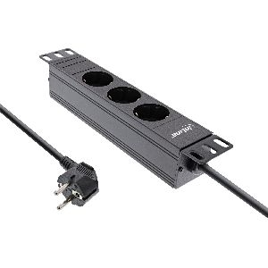 InLine® 10&quot; Steckdosenleiste, 3-fach Schutzkontakt, ohne Schalter, 2m, schwarz 16420I