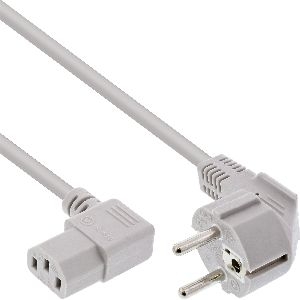 InLine® Netzkabel, Schutzkontakt gew. auf Kaltgerätest. C13 rechts gew. gr. 0,5m 16651L