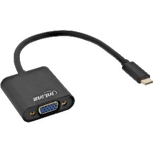 InLine® USB Display Konverter, USB-C Stecker zu VGA Buchse, schwarz 64104B