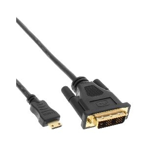 InLine® Mini-HDMI zu DVI Kabel, HDMI Stecker C zu DVI 18+1, 2m 17472P