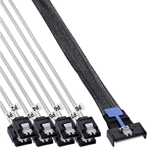InLine® MCIO x8 Breakout-Kabel auf 8x SATA, 0,75 m 27665B