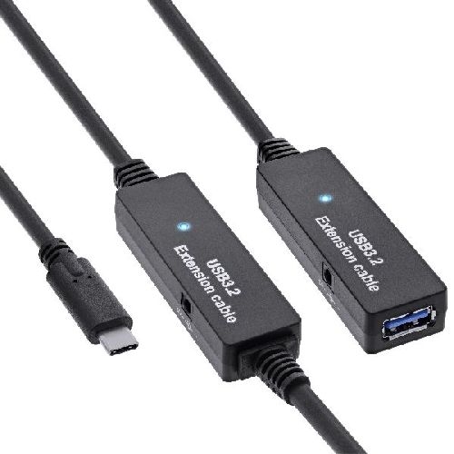 InLine® USB 3.2 Gen.1 Aktiv-Verlängerung, USB-C Stecker an USB-A Buchse, 10m 35655D