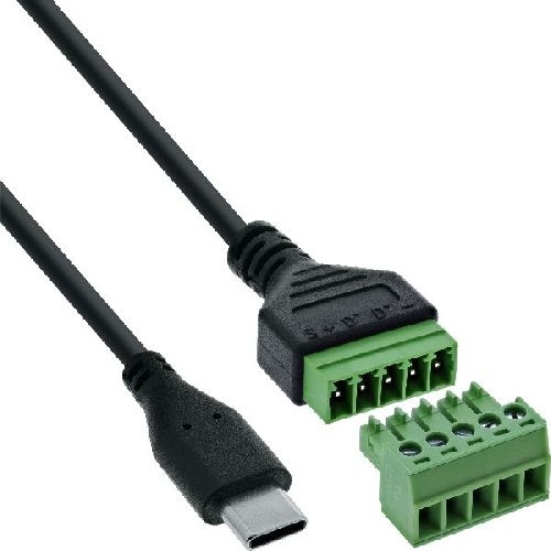 InLine® USB-C Stecker an Terminalblock, 5-polig, mit Kabel 92504E
