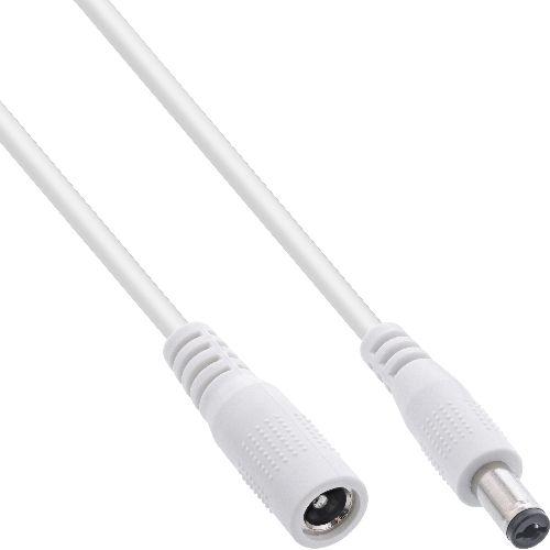 InLine® DC Verlängerungskabel, 5,5 x 2,1 mm, AWG 24, weiß, 1 m 26801E