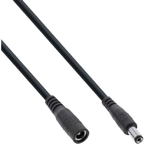 InLine® DC Verlängerungskabel, DC Stecker/Buchse 5,5x2,1mm, AWG 18, schwarz, 3m 26903B
