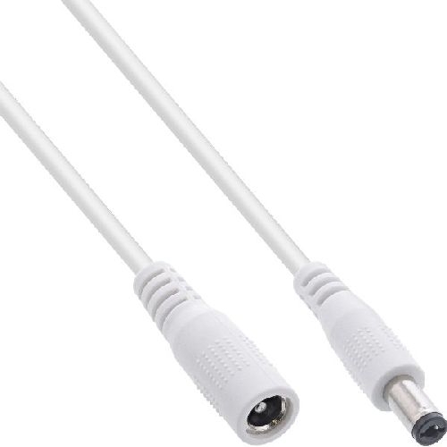 InLine® DC Verlängerungskabel, DC Stecker/Buchse 5,5x2,5mm, AWG 18, weiß, 0,5m 26955F