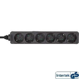 InLine® Steckdosenleiste, 6-fach Schutzkontakt, schwarz, 1,5m 16461I