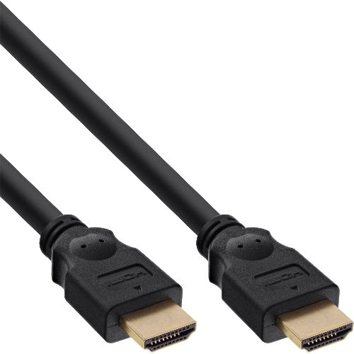 InLine® HDMI Kabel, HDMI-High Speed, ST / ST, verg. Kontakte, schwarz, 10m 17610P