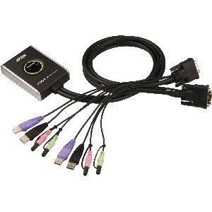 ATEN CS682 KVM-Switch 2-fach, DVI-D, USB, Audio, integrierte Kabel 61652C