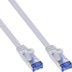 InLine® Patchkabel flach, U/FTP, Cat.6A, weiß, 0,5m 71855W