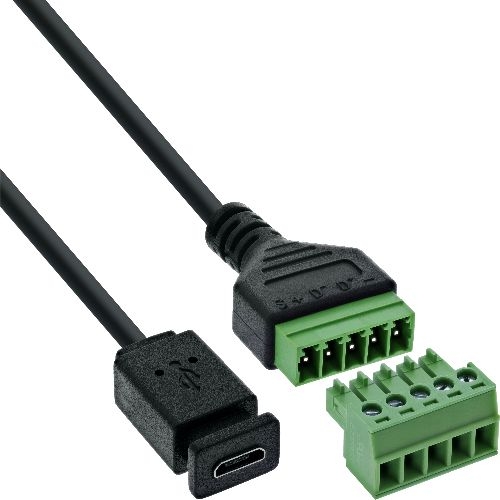 InLine® Micro-USB Buchse an Terminalblock, 5pol, mit Kabel 92504D