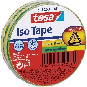 tesa Isolierklebeband, 10m x 15mm, grün/gelb 11622