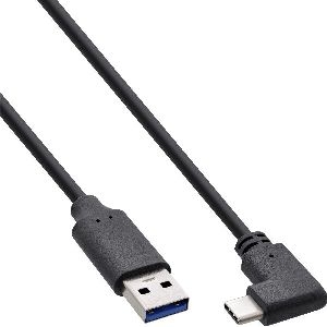 InLine® USB 3.2 Kabel, USB-C Stecker gewinkelt an A Stecker, schwarz, 1,5m 35714W