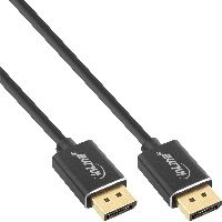 InLine® DisplayPort 1.4 Kabel Slim, 8K4K, schwarz, vergoldete Kontakte, 0,5m 17255S