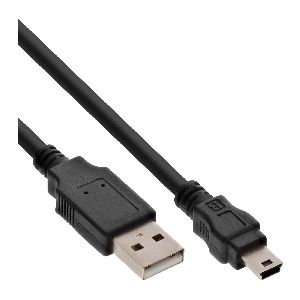 InLine® USB 2.0 Mini-Kabel, USB A ST an Mini-B ST (5pol.), schwarz, 0,3m 33107J