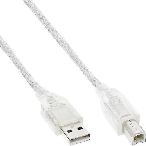 InLine® USB 2.0 Kabel, A an B, transparent, 0,5m 34505T