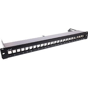 InLine® Patchfeld 24-fach, Keystone Leerblech Patchpanel mit Auszug, 19&quot;, 1HE 76824K